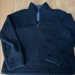 Men's Black Sherpa Half-Zip Sweater
